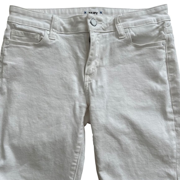 PAIGE White Denim Cuff Hem Bermuda Shorts Women's Size 28 - Picture 2 of 8